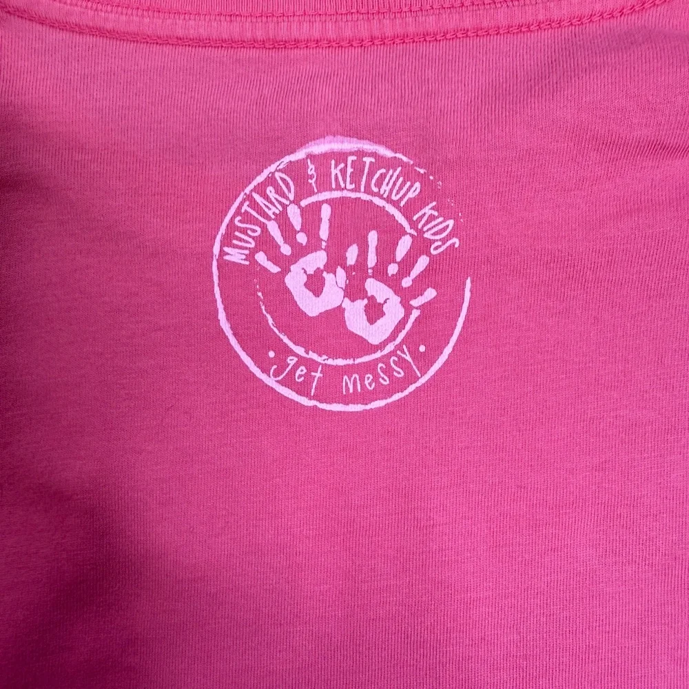 Mustard & Ketchup Kids Girls Pink Long Sleeve Shirt Ballet Shoe Graphic Tee Sz M